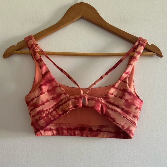 Athleta Exhale Printed Sports Bra A-C Cup Tahiti Island Coral Strappy size XS - Picture 6 of 8